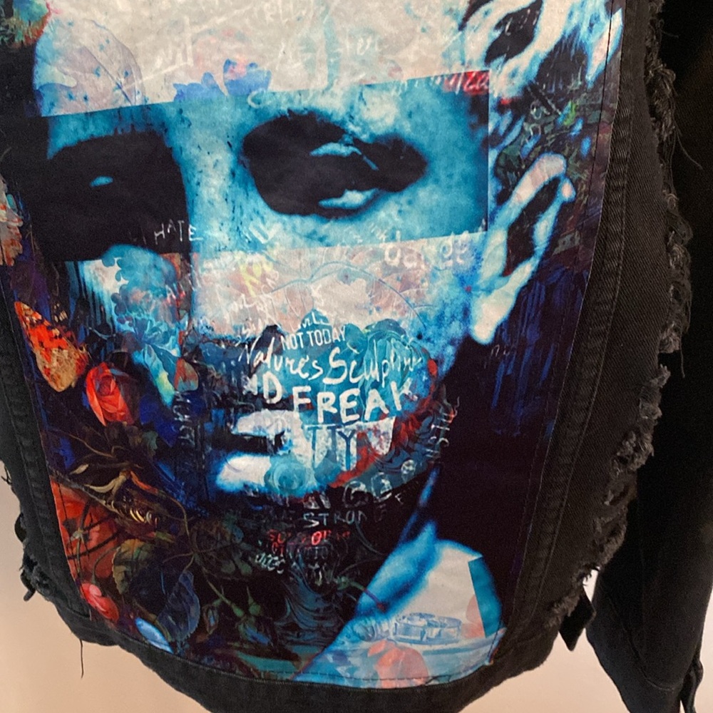 American BAZI distressed denim jacket NWT - Picture 3 of 14